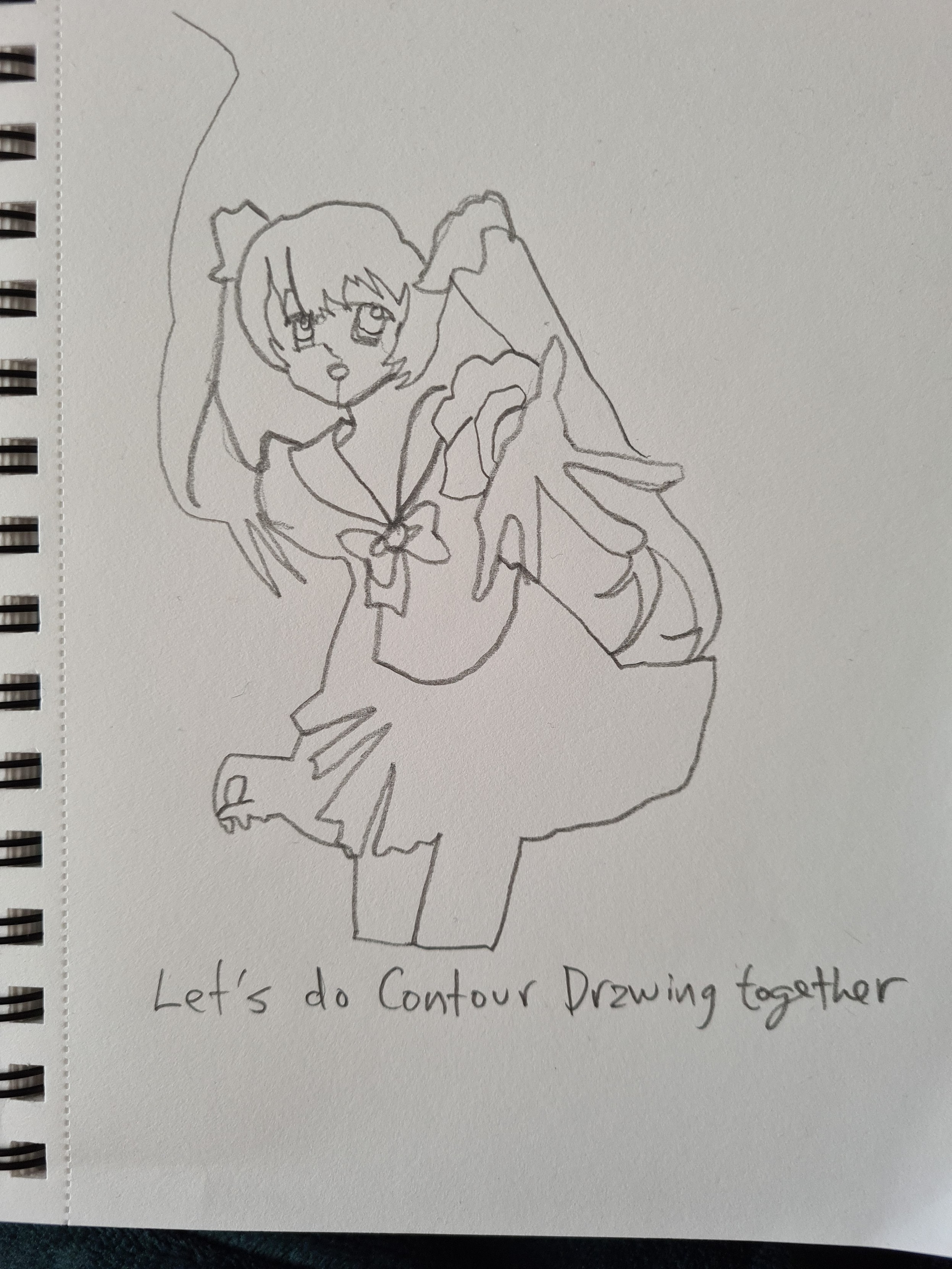 Let's do Contour Drawing together – it's the Let's take ibuprofen anime girl but drawn in a contour style, and shittily